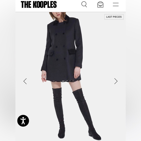 NWT The Kooples Cashmere and Wool Velvet Button double breasted Jacket Coat - Picture 8 of 17